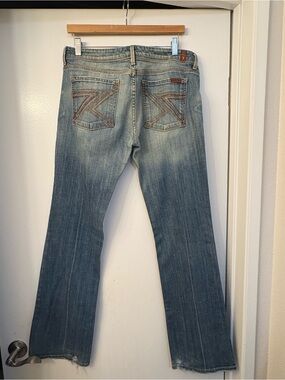 Vintage Y2K 7 For All Mankind Women's Light Blue Bootcut Jeans